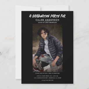 Black Minimal Photography Photo Graduation Party Invitation