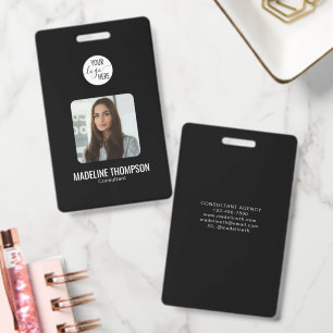 Black Minimal Professional Logo Company ID Badge