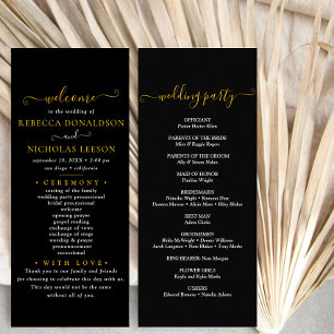 Black Minimal Script Text Wedding Program