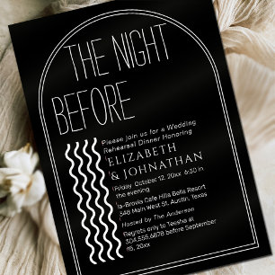 Black Minimal Script The Night Before Invitation