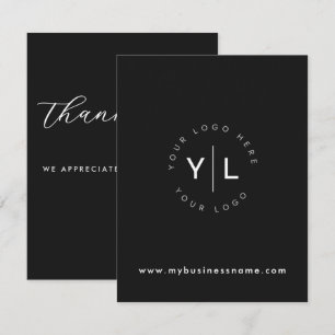 Black Minimal Thank You Insert Small Business Card