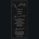 Black Minimal Wedding Ceremony Program<br><div class="desc">Minimal wedding program featuring modern script font on a black background. All the wedding ceremony information and the wedding party's name listed on this program.</div>