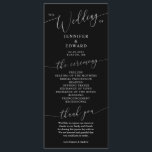 Black Minimal Wedding Ceremony Program<br><div class="desc">Minimal wedding program featuring modern script font on a black background. All the wedding ceremony information and the wedding party's name listed on this program.</div>