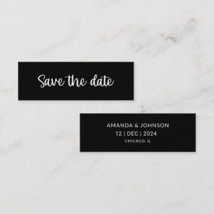 Black Minimal Wedding Save the Date Bookmark Card