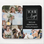 Black Minimal Your Logo Photo Collage Photographer Mouse Pad<br><div class="desc">Photo collage small business mouse pad for a professional photographer featuring four photos so you can showcase your work,  and your logo along with name and title.</div>