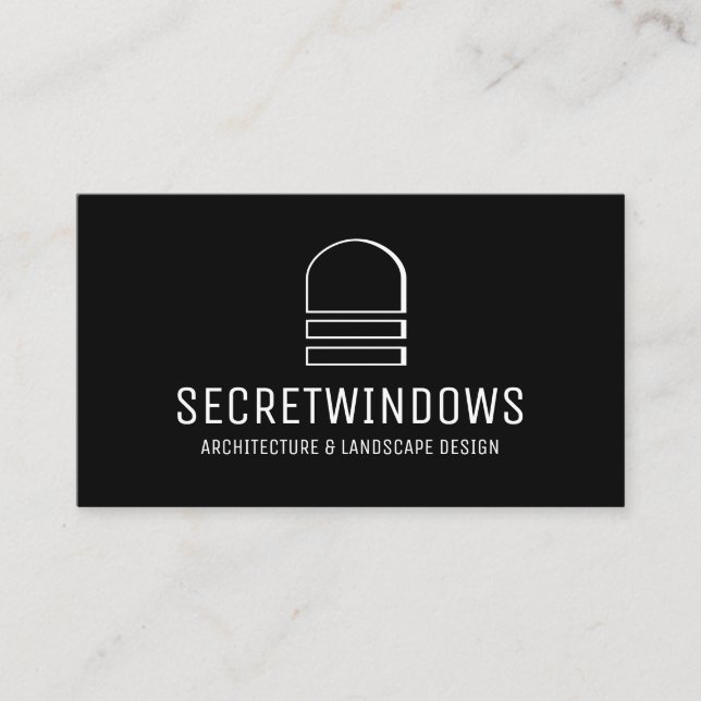 Black Minimalist Architecture Window Business Card (Front)