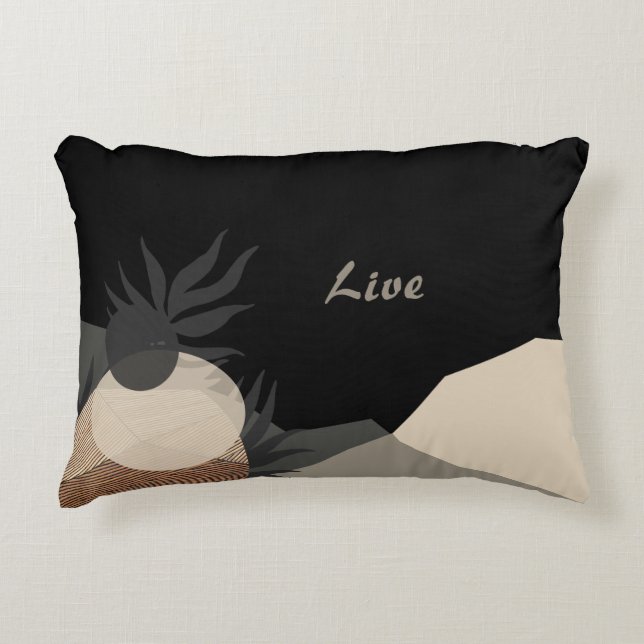 Black Minimalist Boho Earth Tones  Accent Pillow (Front)