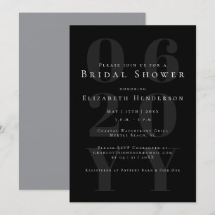 Black Minimalist Bold Type Bridal Shower Invitation