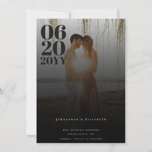 Black Minimalist Bold Type Photo Save The Date
