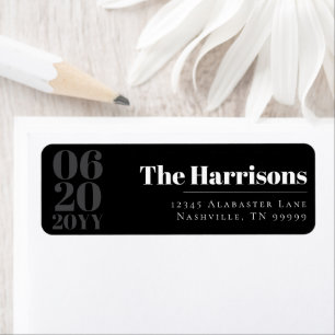Black Minimalist Bold Type Wedding Address