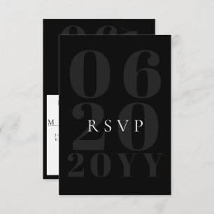 Black Minimalist Bold Type Wedding RSVP
