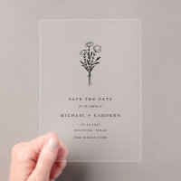 Black Minimalist Botanical Save the Date