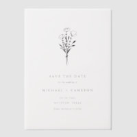 Black Minimalist Botanical Save the Date