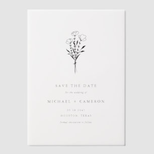 Black Minimalist Botanical Save the Date Vellum Invitations