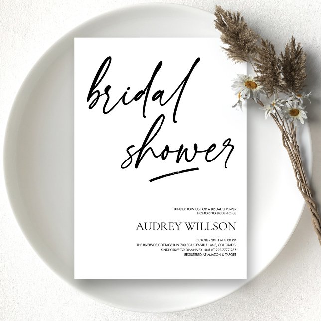 Black Minimalist Bridal Shower Invitation (Black Minimalist Bridal Shower Invitation)