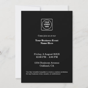 Black Minimalist Business Invitation 