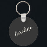 Black Minimalist Calligraphy Personalized Name Keychain<br><div class="desc">Minimalist Calligraphy Personalized Name Keychain in Black</div>