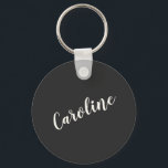 Black Minimalist Calligraphy Personalized Name Keychain<br><div class="desc">Minimalist Calligraphy Personalized Name Keychain in Black</div>