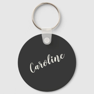 Black Minimalist Calligraphy Personalized Name Keychain