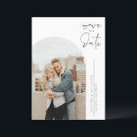 Black Minimalist Calligraphy Photo Save The Date<br><div class="desc">Announce your wedding date to family and friends with this customizable save the date card. It features minimalist calligraphy and an arched photo format. Personalize this minimalist save the date card by adding your photo and wedding details. This photo save the date announcement is also available in other colours.</div>