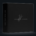 Black Minimalist Chic Script Initials Monogram Binder<br><div class="desc">Black Minimalist Chic Script Initials Monogram 3 Ring Binder</div>