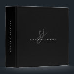 Black Minimalist Chic Script Initials Monogram Binder<br><div class="desc">Black Minimalist Chic Script Initials Monogram 3 Ring Binder</div>
