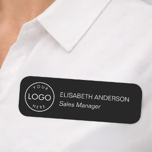 Black Minimalist Custom Logo Professional Business Name Tag