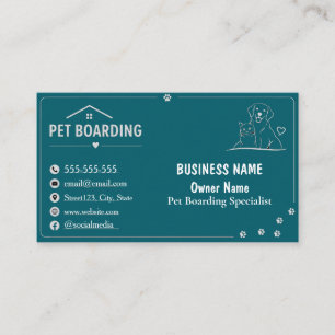 Black Minimalist Custom Pet Boarding Business Card