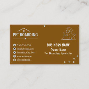 Black Minimalist Custom Pet Boarding Business Card