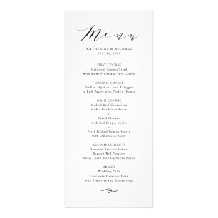 Black Minimalist Dainty Script Wedding Menu Card