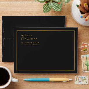 Black Minimalist Elegant Wedding Envelope