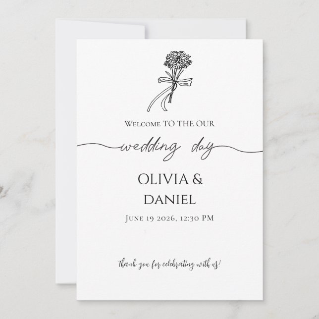 Black Minimalist Elegant Wedding Invitation (Front)