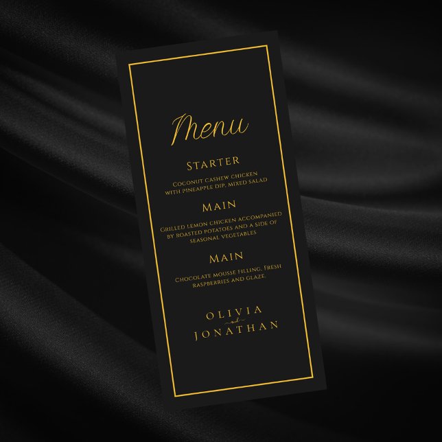 Black Minimalist Elegant Wedding Menu (Creator Uploaded)