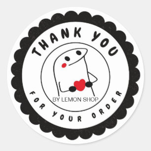 Black Minimalist Funny Character Circle  Classic Round Sticker