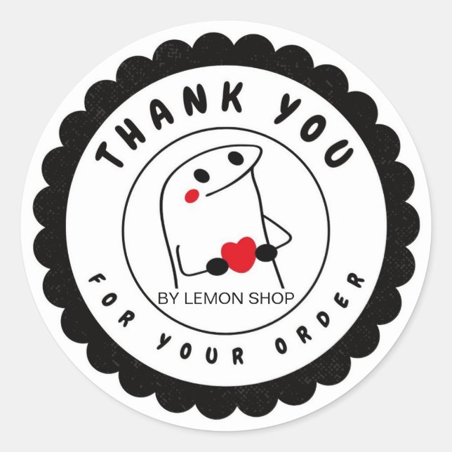 Black Minimalist Funny Character Circle  Classic Round Sticker (Front)