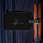 Black Minimalist Hand Lettered Initials Monogram Luggage Tag<br><div class="desc">Black Minimalist Hand Lettered Initials Monogram Luggage Tag</div>