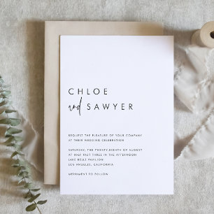 Black Minimalist Handwritten Script Modern Wedding Invitation