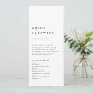 Black Minimalist Handwritten Script Modern Wedding Program