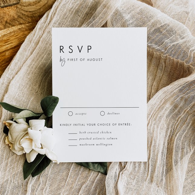 Black Minimalist Handwritten Script Modern Wedding RSVP Card (This minimalist wedding RSVP card combines clean typography with minimalist handwritten script.)