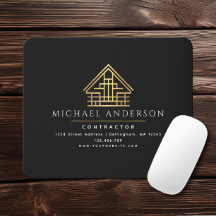 Black Minimalist Home Building Construction Mouse Pad