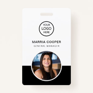Black Minimalist ID Card Photo Name Logo Badge