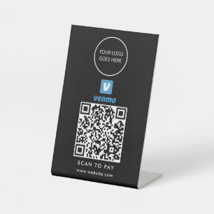 Black Minimalist Logo Venmo Scan To Pay Pedestal Sign