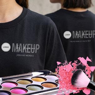 Black Minimalist Makeup Logo Employee Staff T-Shirt