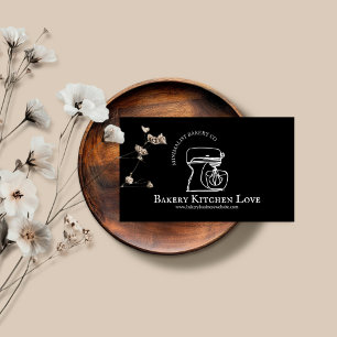 Black minimalist modern design for bakery business card