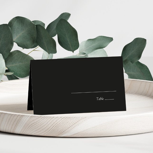 Black Minimalist Modern Elegant Wedding Place Card (Creator Uploaded)