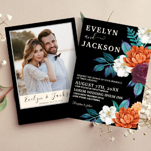 Black Minimalist Modern Fall Wedding Invitation