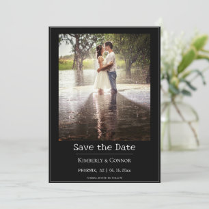 Black Minimalist Modern Photo Save The Date