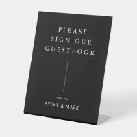 Black Minimalist Modern Wedding Guest Book