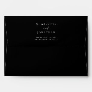 Black Minimalist Modern Wedding Return Address Envelope