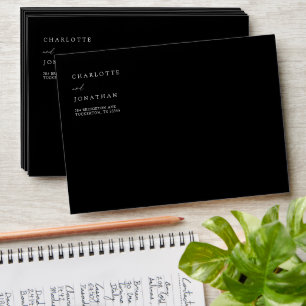 Black Minimalist Modern Wedding Return Address Envelope